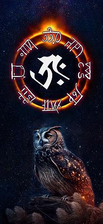 フクロウと干支の守護梵字「丑（うし）」